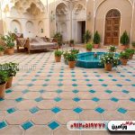آجر کف هشت‌پهلو قزاقی در حیاط سنتی