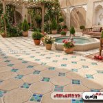 آجر کف هشت‌پهلو قزاقی در حیاط خانه باغ